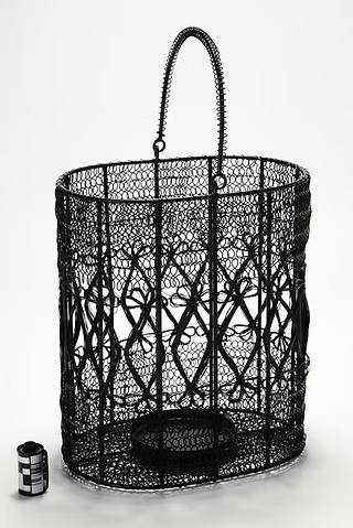 Cesto Para Vela De Metal Tramado Preto