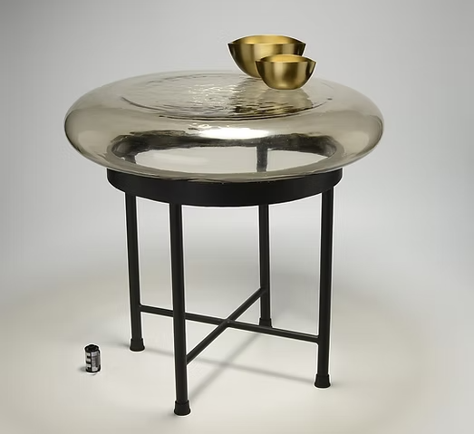 Mesa De Apoio De Ferro e Vidro Donut M
