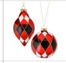 Conjunto De 2 Peças Decorativas Árvores De Natal Luxo Preto E Vermelho