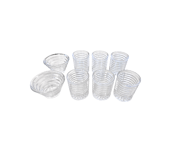 Conjunto De 2 Bowls e 6 Copos Em Cristal Lodz Transparente