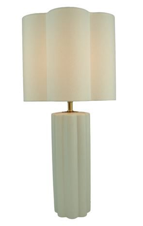 Abajour Com Cúpula Base Em Cerâmica 58x27cm