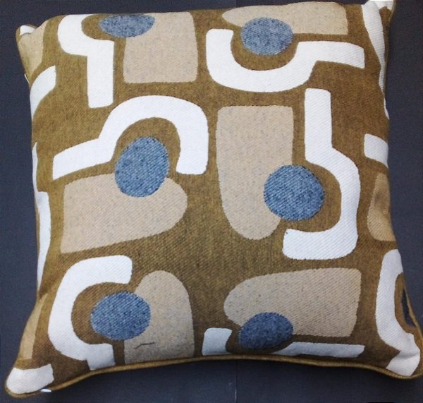 Almofada Vista Ju Dourado Com Branco e Azul 45x45cm
