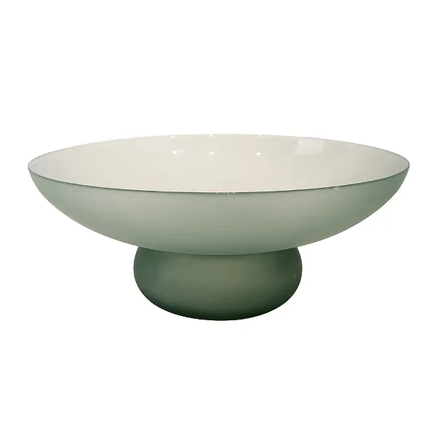 Centro De Mesa De Vidro Verde Fosco 36x16cm