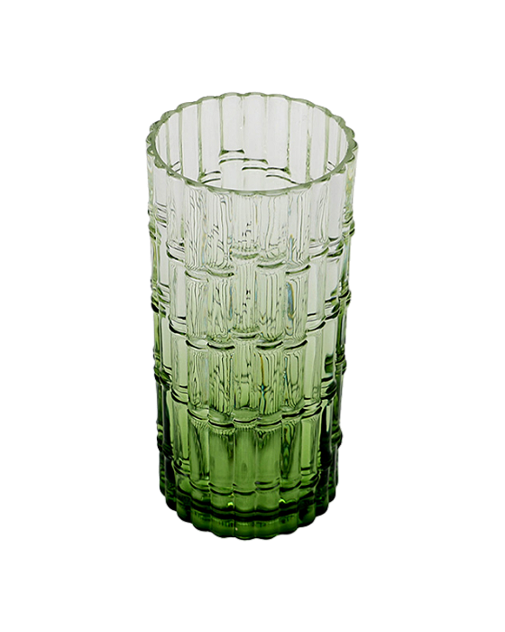Jogo De 6 Peças De Copos Altos Em Acrílico Com Detalhe Bambu e Degradê Verde 590ml
