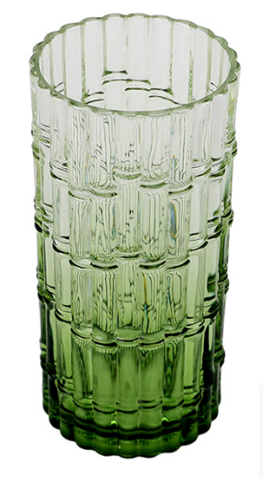 Jogo De 6 Peças De Copos Altos Em Acrílico Com Detalhe Bambu e Degradê Verde 590ml