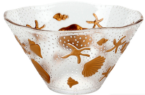 Jogo De 6 Peças De Bowl Em Acrílico Com Detalhe Fundo Do Mar Transparente 17,5x9,5cm