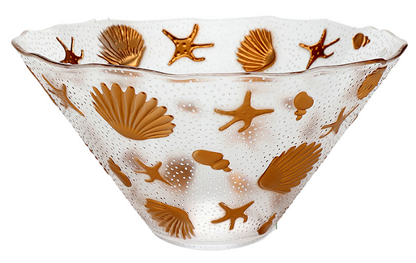 Saladeira De Acrílico Com Detalhe Fundo Do Mar Transparente 29,5x29,5x15,5cm