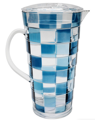 Jarra De Acrílico Com Detalhe Em Xadrez Azul 1,8L