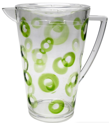 Jarra De Acrílico Com Textura Círculo Transparente e Verde 2,4L