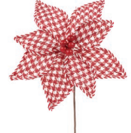 Flor Natalina Poinsetia Vermelho e Branco 30x22x20cm