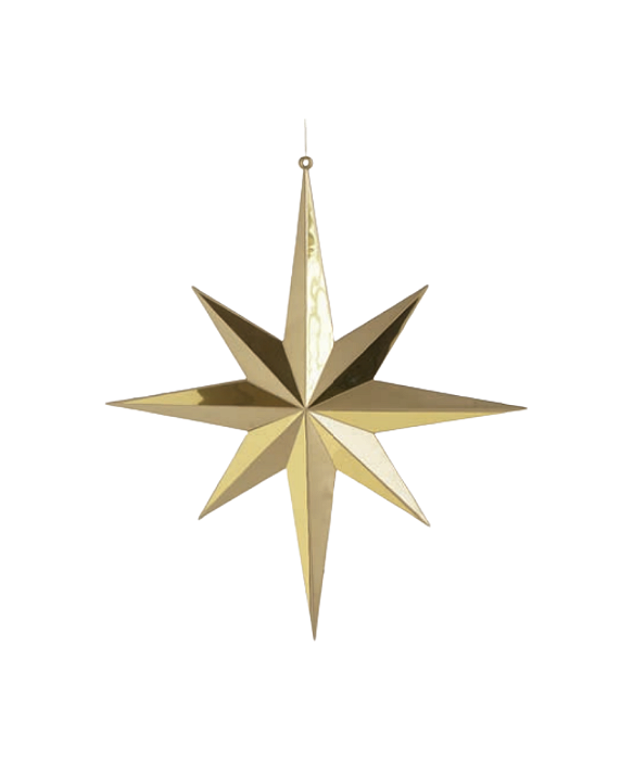 Enfeite Estrela 8 Pontas Para Pendurar Em Árvore De Natal Cor Ouro 40x34cm