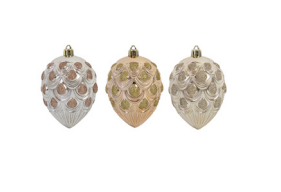 Conjunto De 3 Peças De Enfeite Pinhas 10x8x23cm