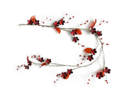 Festão Decorativo De Cristal Com Flores e Pétalas Vermelho 120X5X2CM