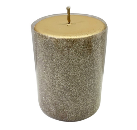 Vela Decorativa De Natal Em Parafina Dourada 7x7x9cm