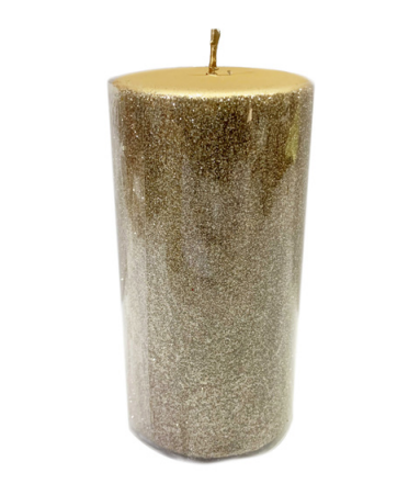 Vela Decorativa De Natal Em Parafina Dourada 7x7x15cm