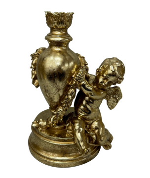 Anjo Decorativo Natalino De Resina Dourado 20x18x28cm