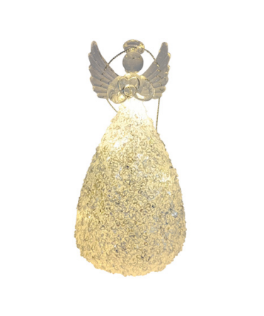 Peça Decorativa De Anjo Crystal Dourado 8x15cm