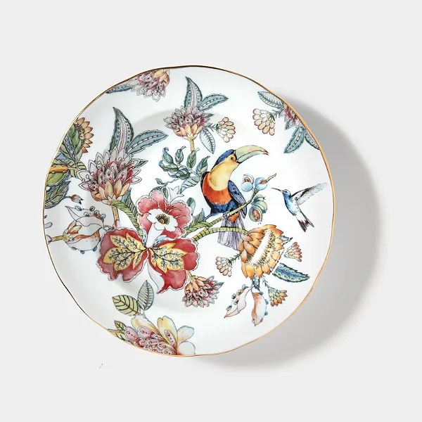 Jogo De 6 Peças De Pratos Fundos Em Porcelana Coleção Botanic 23cm Lacorte