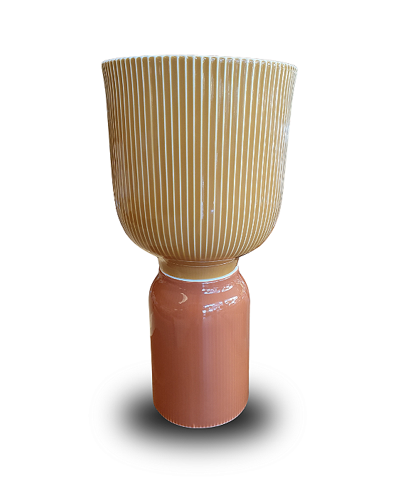 Abajour De Porcelana Clara Amarelo e Laranja 26x55cm