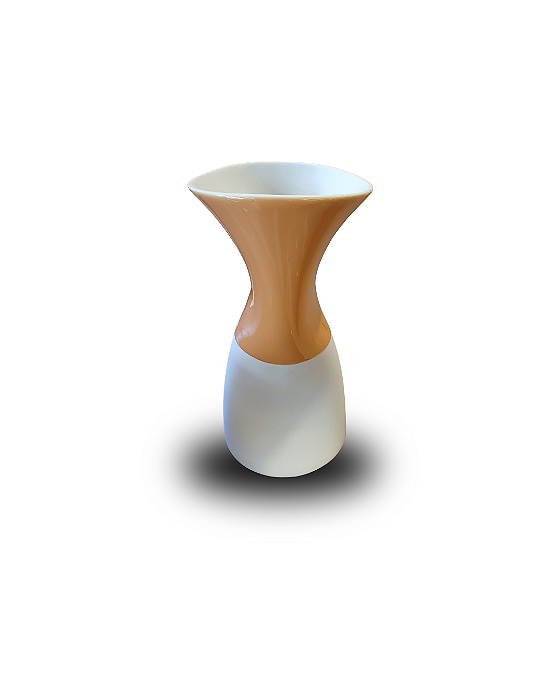 Vaso De Porcelana Optico M1 Branco Fosco e Pêssego 13x26cm