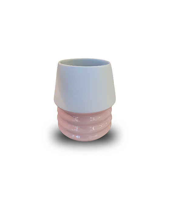 Vaso De Porcelana Fole M Branco Fosco e Rosa 14x16cm