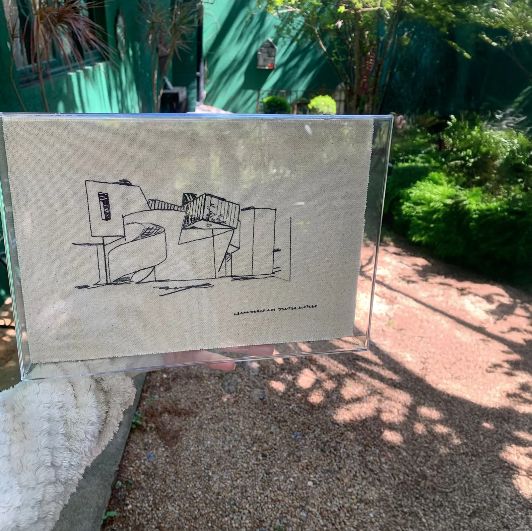 Quadro Em Acrílico Bordado e Madeira Galleria Museu M Frank O. Gehry & Gunter Pfeifer 20x30cm