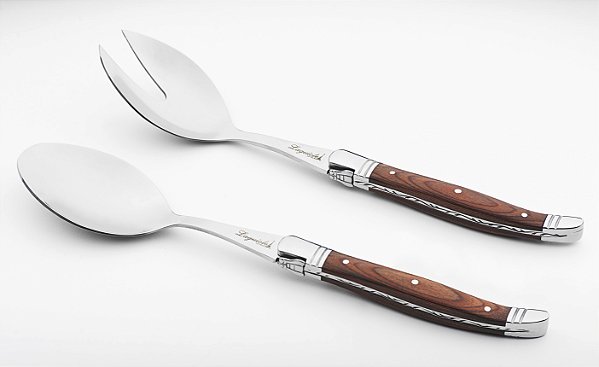 Conjunto De 2 Talheres De Salada Em Madeira Ultra Premium Laguiole