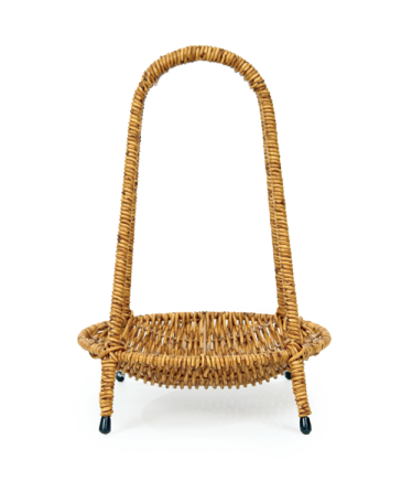 Fruteira Redonda Em 1 Nível Em Fibra Sintética Palha 27x19cm