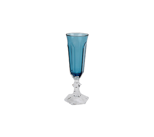 Jogo De 6 Taças Para Champanhe Sextavatadas Em Acrílico Azul e Transparente 170ml