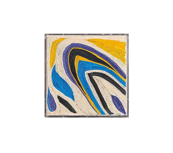 Quadro Em Acrílico Com Relevo Ondas Bordadas Colors Yellow 50x50cm