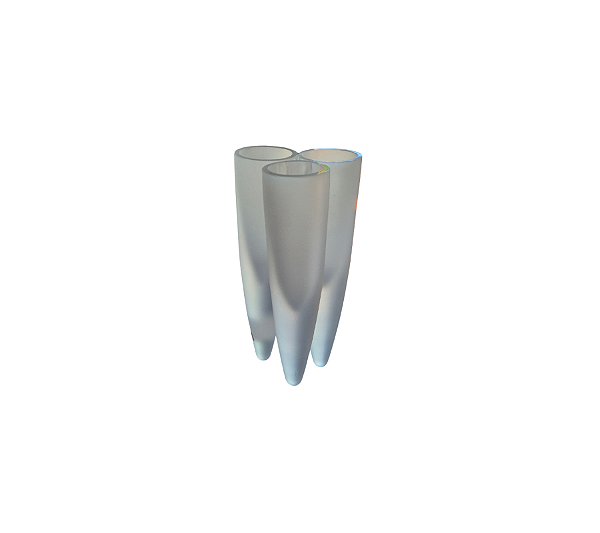 Vaso Em Vidro Com 3 Pontas Transparente Fosco 24x13cm