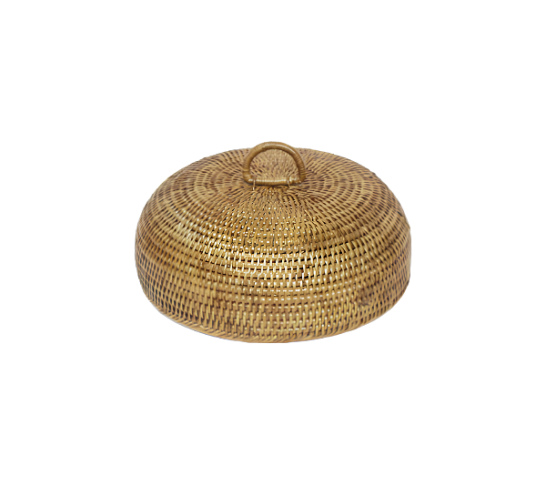 Cúpula Para Bolo PAYA Com Alça Em Rattan Natural 32x12cm