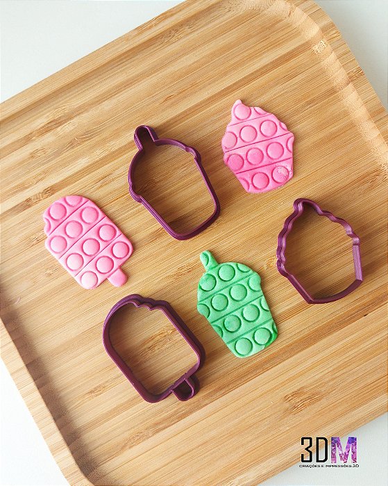 Cortador Pop it kit 2 picole, cupcake e copo