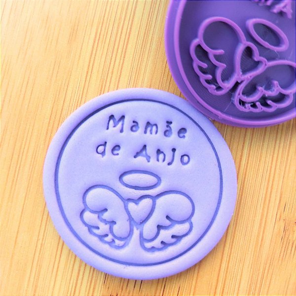 Cortador com carimbo dia das Mães - Mamãe de Anjo