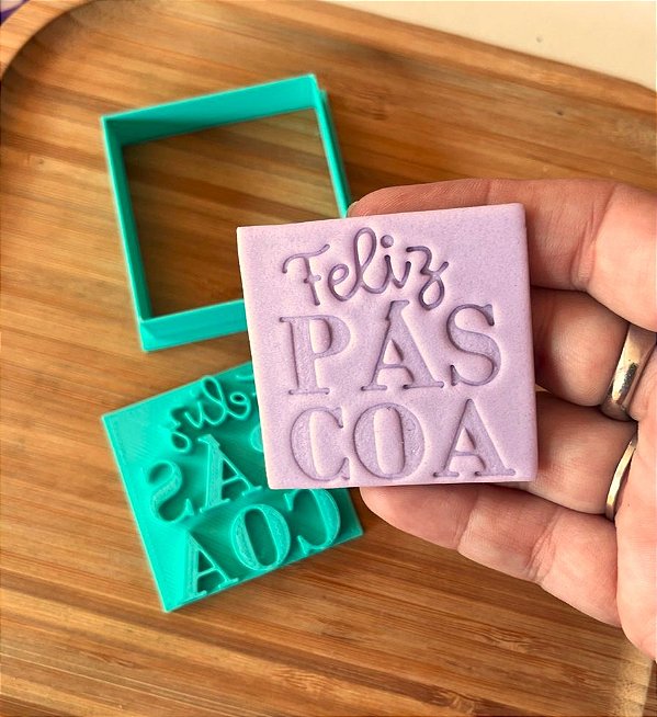 Cortador de Biscoito quadrado Feliz Páscoa