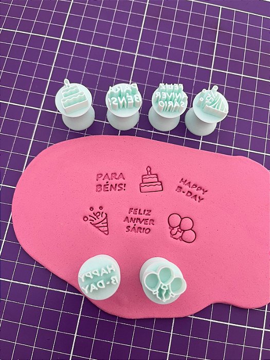 Kit carimbo de docinho Aniversário, Parabéns, Happy B-day