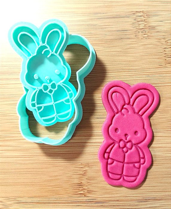 Cortador com carimbo de Páscoa Coelho com gravata