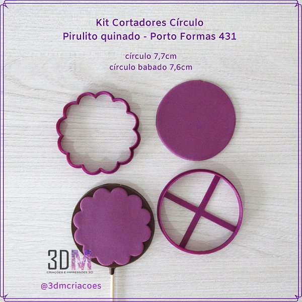 Kit Cortadores Círculo  Pirulito quinado - Porto Formas 431
