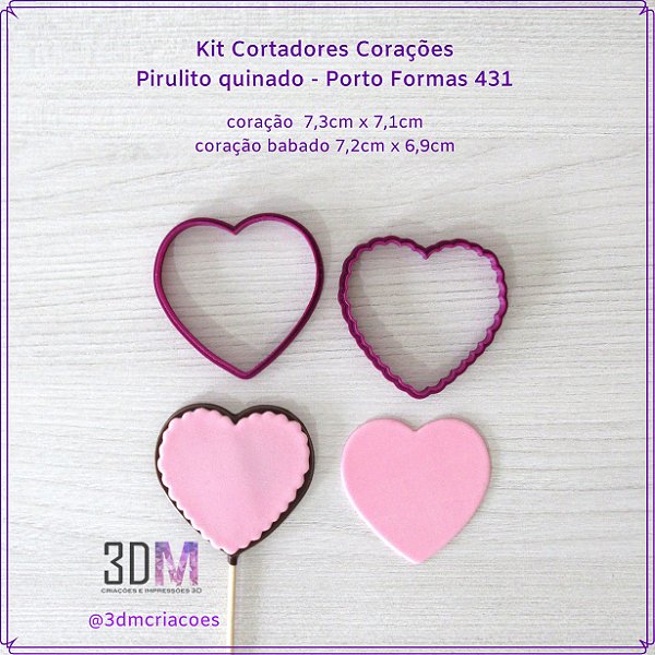 Kit Cortadores Coração - Pirulito quinado - Porto Formas 431