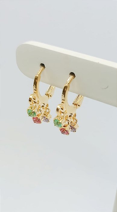 Brinco Argolinhas zirconias coloridas