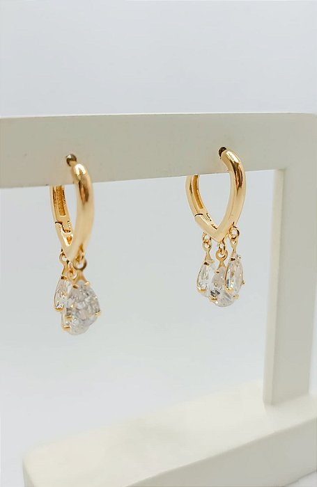 Brinco Argola 3 Gotas Cristal