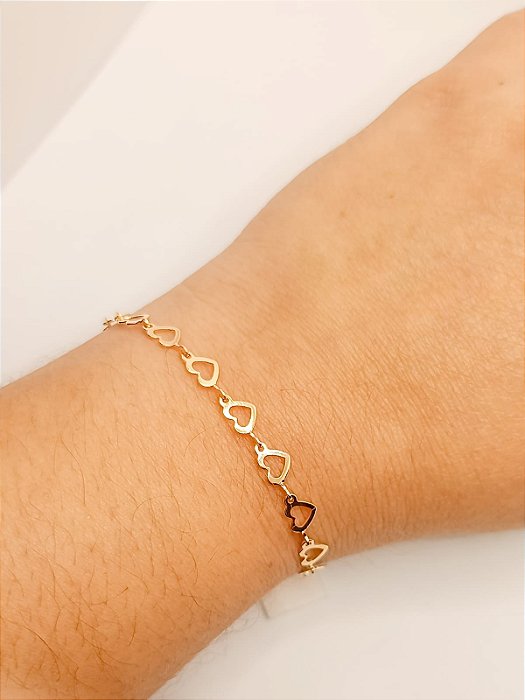 Pulseira Corações Vazados liso