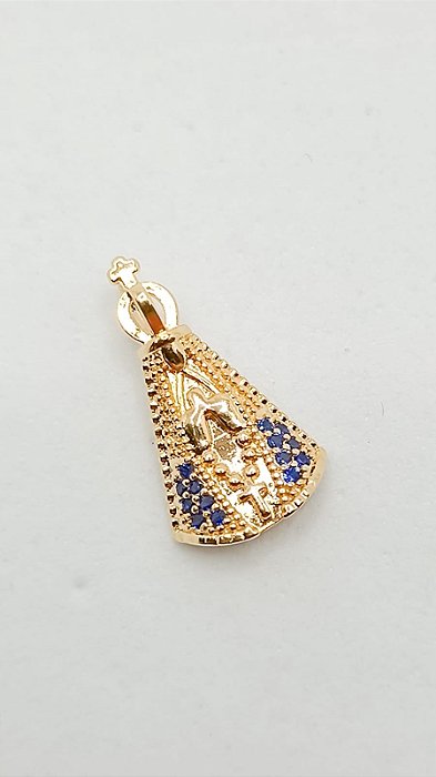 PINGENTE NOSSA SENHORA APARECIDA CRAVEJADO AZUL