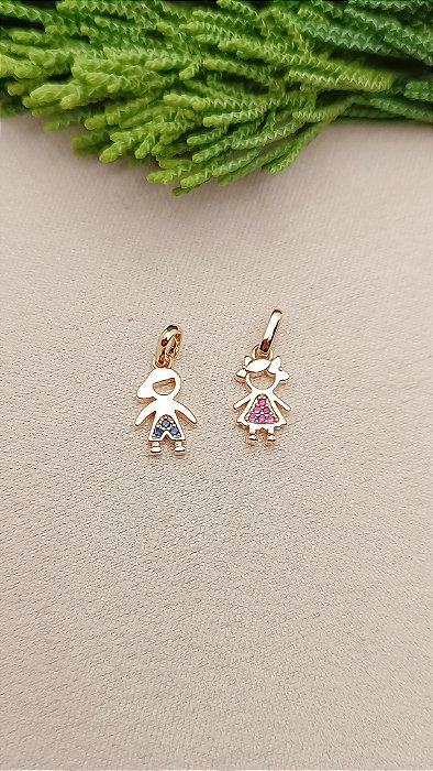 Pingente Menino/Menina Cravejado P