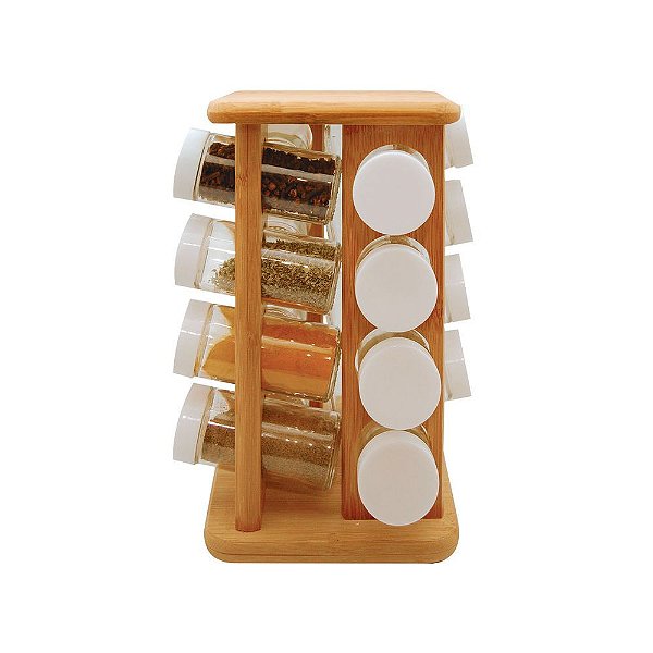Porta Temperos em Bambu 17 Peças - Yoi