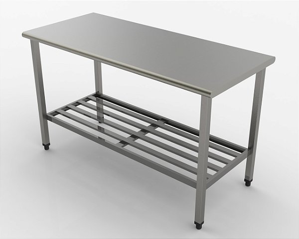 Mesa 1,90x0,70 Inox 304 C/Gde Cant Redondo Fixa Cod 2847 Imeca