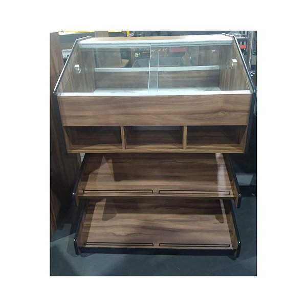 Expositor Para Especial Mod 100x080x130 de Frente Tipo Passa Pão Especial Cristal Aço