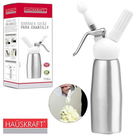 Garrafa Sifao de Aluminio para Chantilly 500ML - Hauskraft