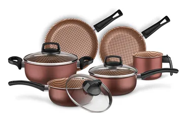 Conjunto de Panelas Flora TVT 6 Peças Chocolate 8715 - MTA