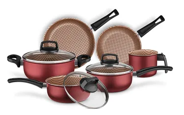 Conjunto de Panelas Flora TVT 6 Peças Cereja 8702 - MTA